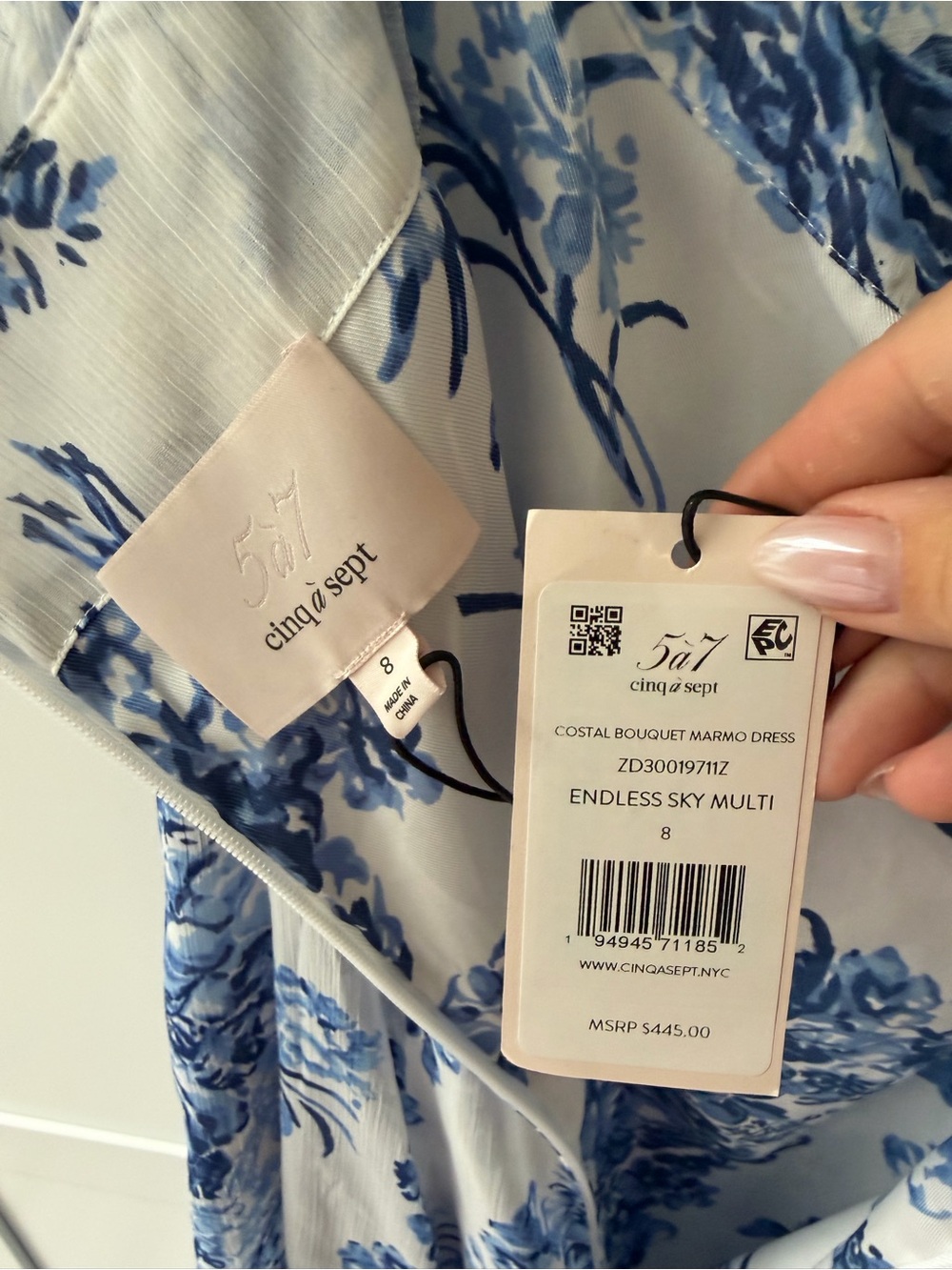 cinq a sept Blue and White Floral Maxi Dress - Picture 6 of 8